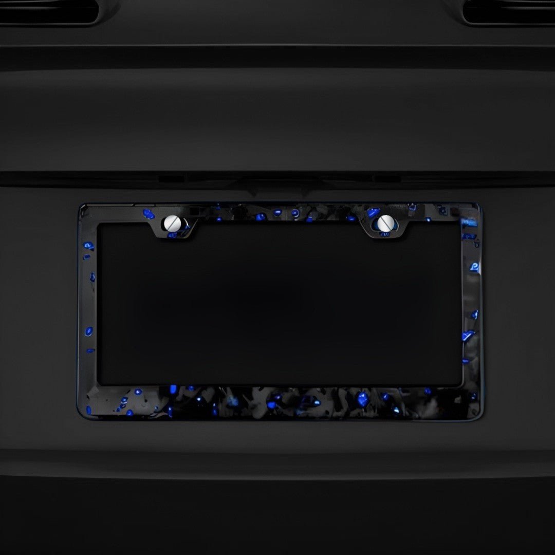 Forged Carbon Fiber License Plate - Blue Forged