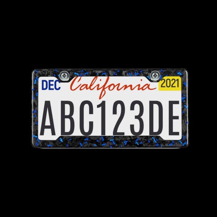 Forged Carbon Fiber License Plate - Blue Forged